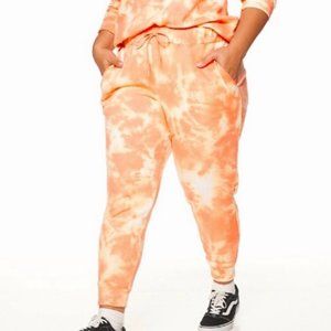 EVRI Woman's Jogger Sweatpants in Orang Melon Tie Dye Size 2X
